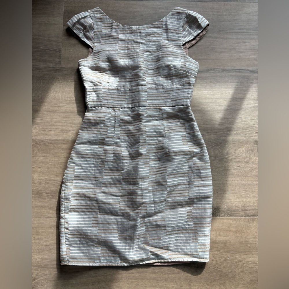 Max & Co. Tailored Cocktail Mini Dress in Shimmer Taupe- size 2